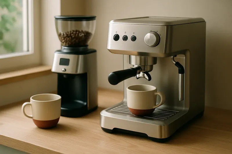 una cafetera de goteo preparando café sobre la encimera de una cocina
