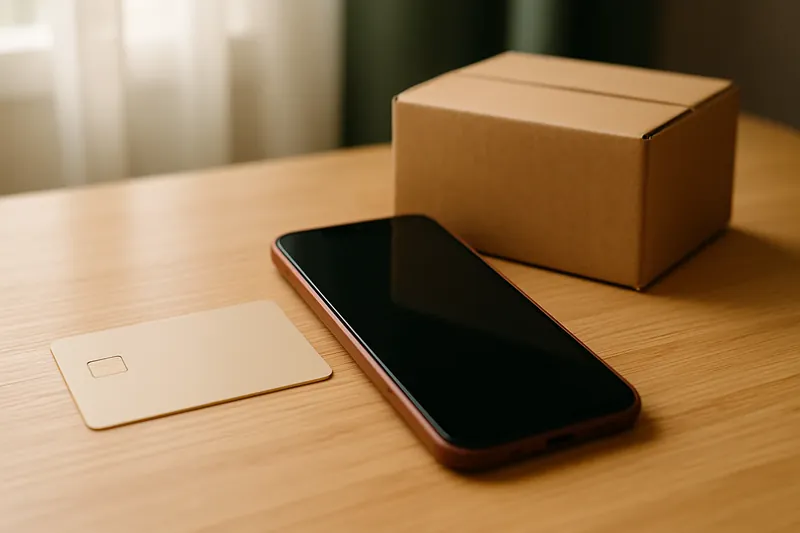 Persona pagando con tarjeta en el móvil para completar una compra online con seguridad