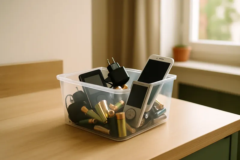 contenedor de reciclaje de pilas y baterías en un punto limpio