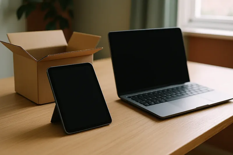 una tablet y un portátil abiertos uno junto al otro sobre un escritorio